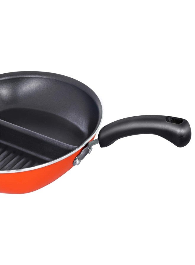 Meyer Aluminium Non-Stick 30cm Divided Twin/Breakfast/Multi-Snack Pan (Orange) - Image 4